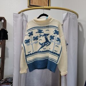 Esprit Cream and Blue Wool Sweater